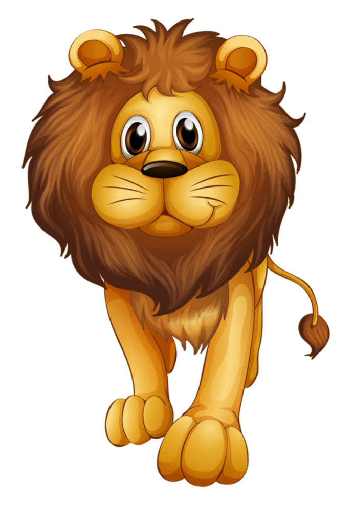 a cartoon lion walking