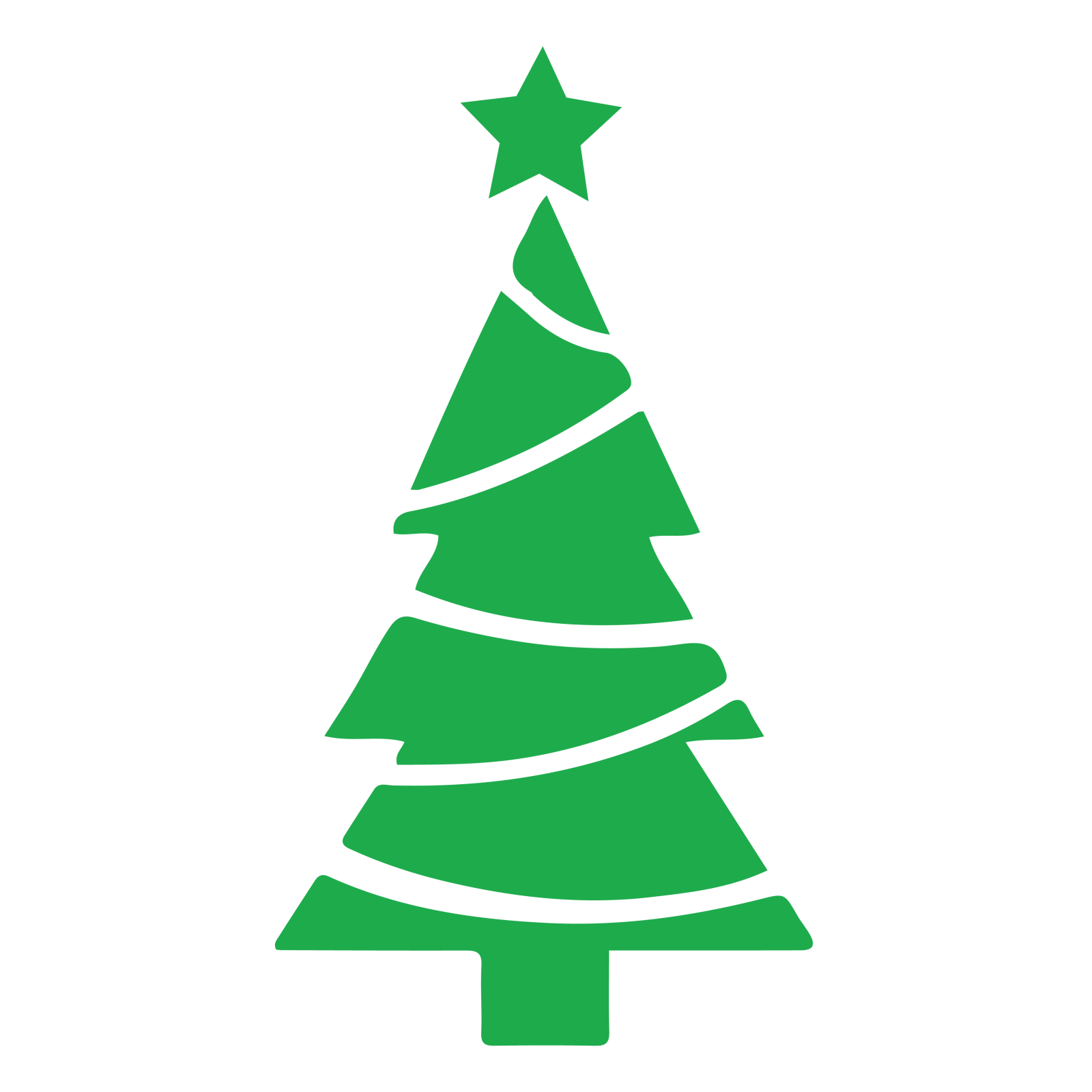 a green christmas tree with a star