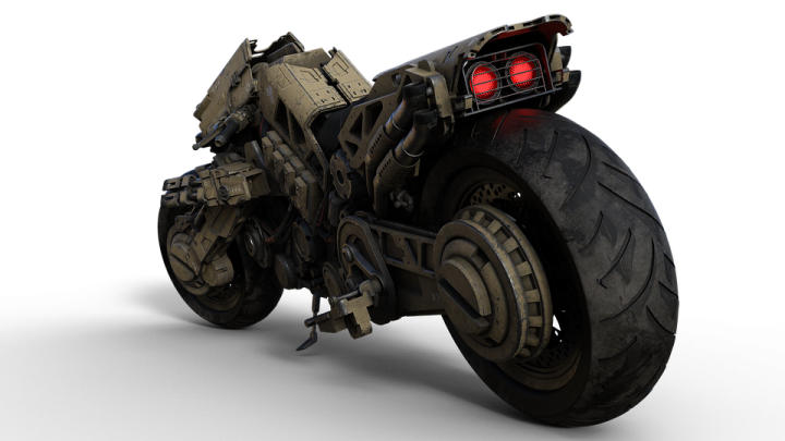 a motorcycle that is on a white surface