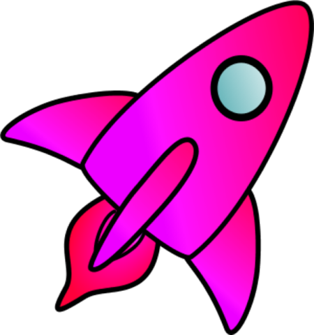 a pink rocket with a white background