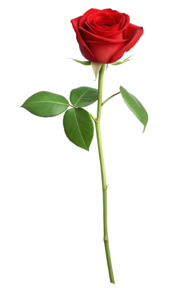 a single red rose on a white background