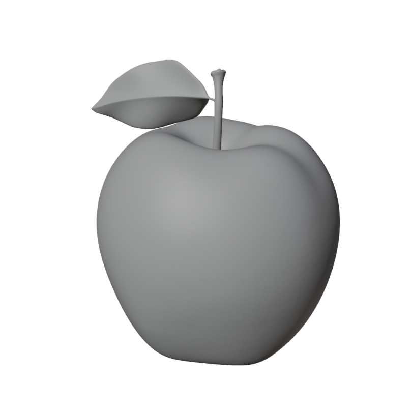 an apple with a leaf on top of it