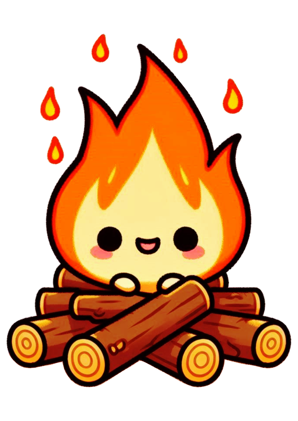 a cartoon fire with logs on it