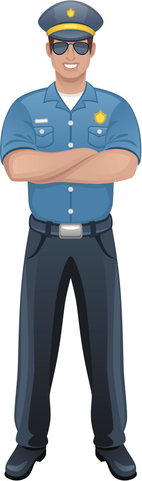 a police officer standing with his arms crossed