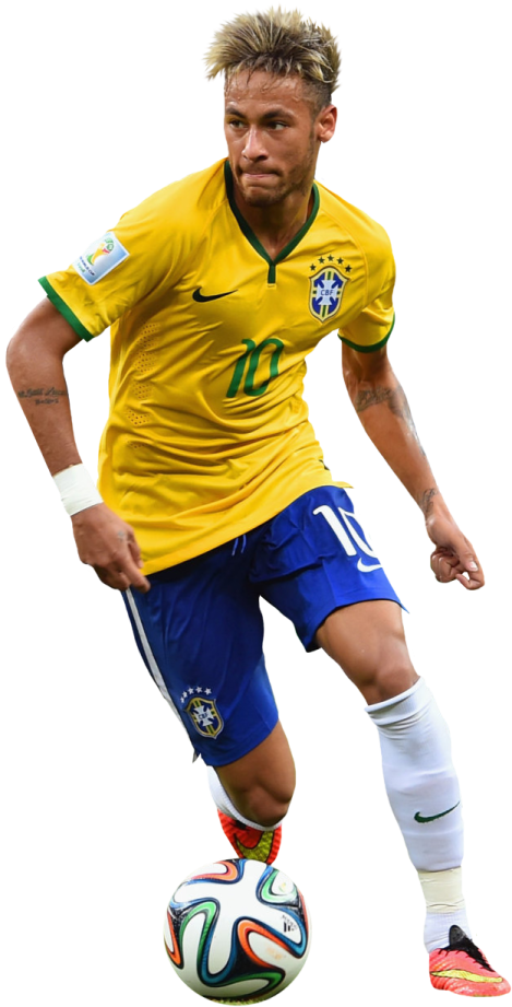 a man in a yellow shirt kicking a soccer ball