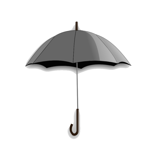a black umbrella on a white background
