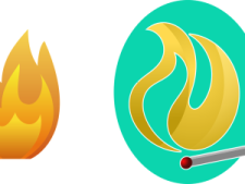 a set of four different types of fire