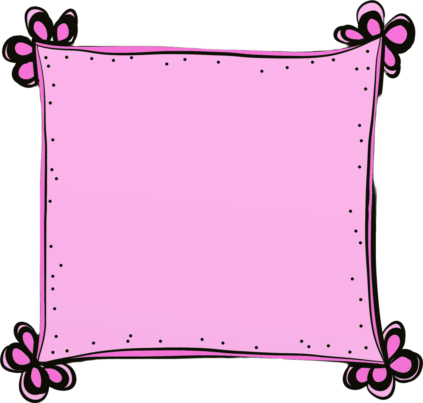 a pink frame with black and white dots