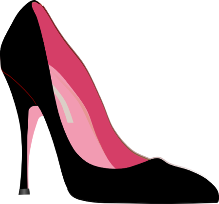 a black and pink high heel shoe