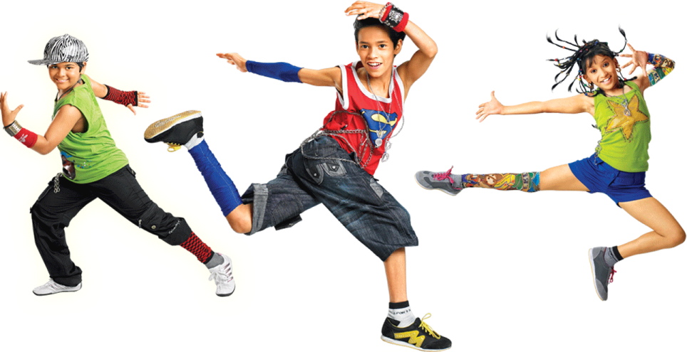 a group of kids jumping in the air