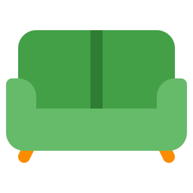 a green couch on a white background