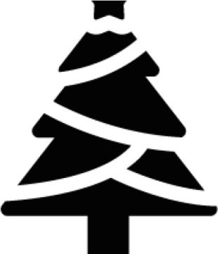 a black and white silhouette of a christmas tree