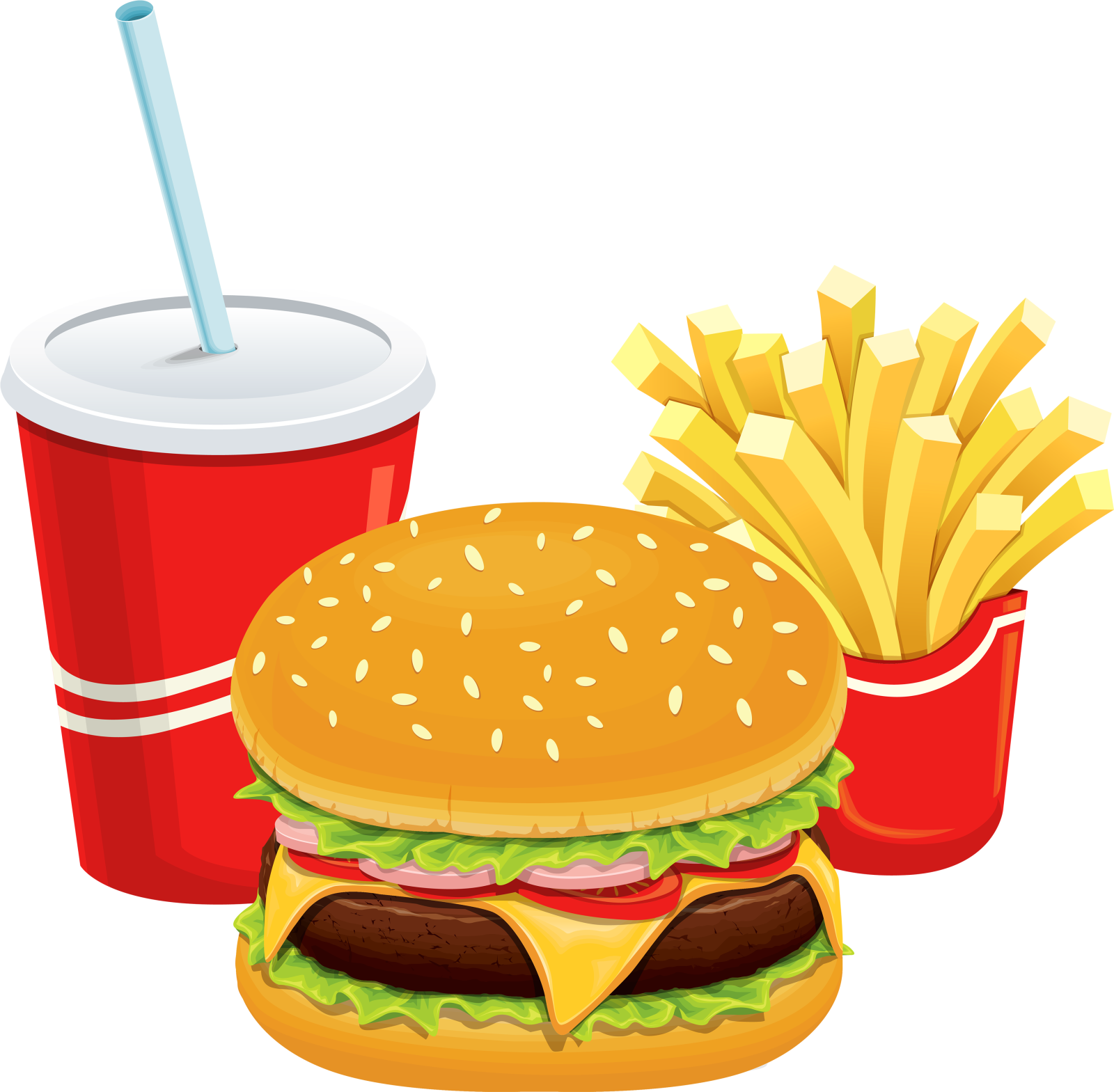 a hamburger and fries with a drink