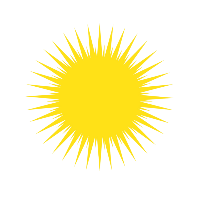 a yellow sun burst on white background