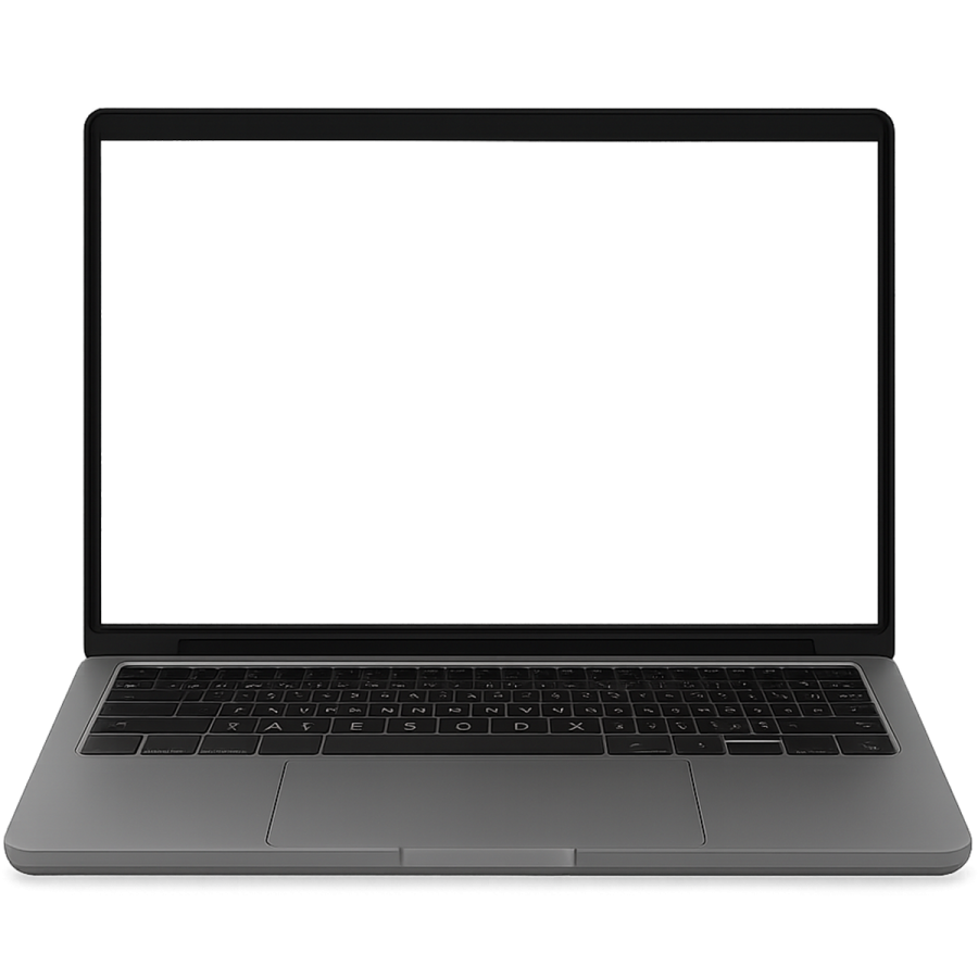 a laptop computer with a blank screen