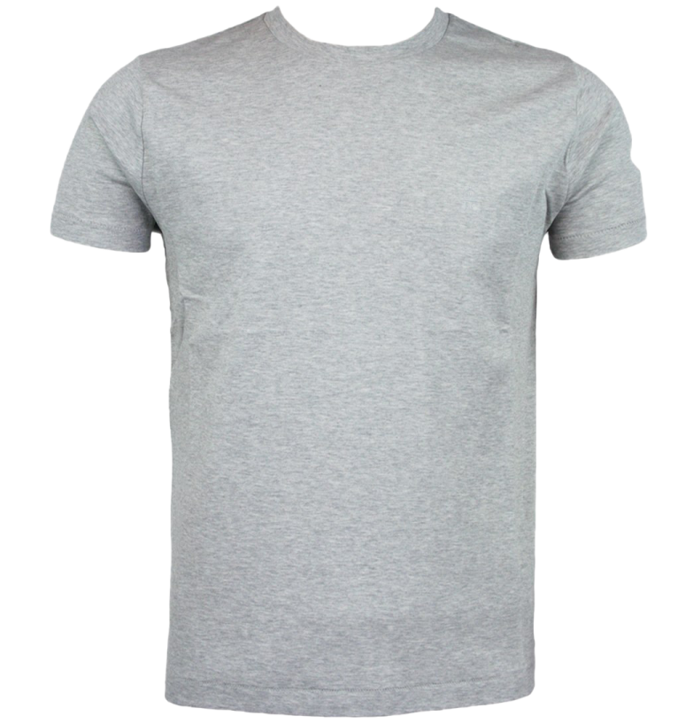 a grey t - shirt on a white background