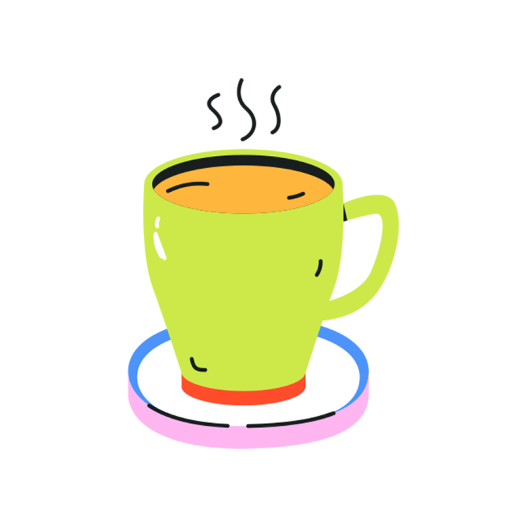 a green cup with a saucer on it