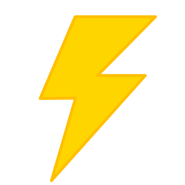 a yellow lightning bolt on a white background
