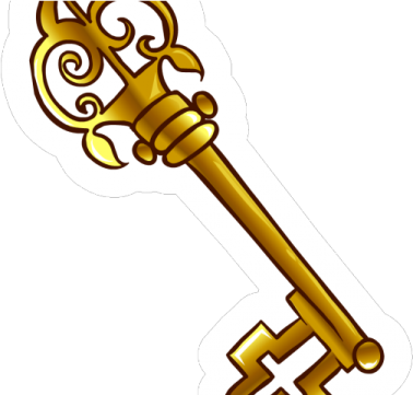 a golden key sticker on a white background