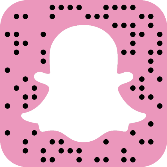 a pink snap icon with black dots on it