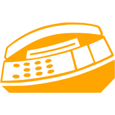 an orange and white phone icon