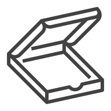 a black and white icon of an open box
