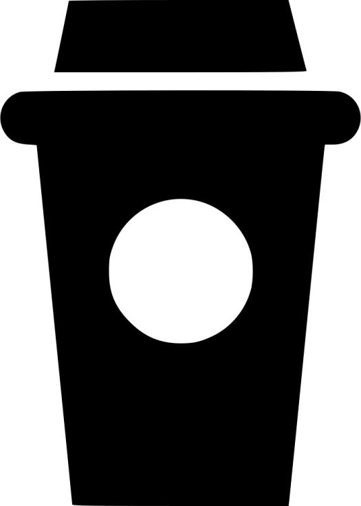 a black and white silhouette of a coffee cup