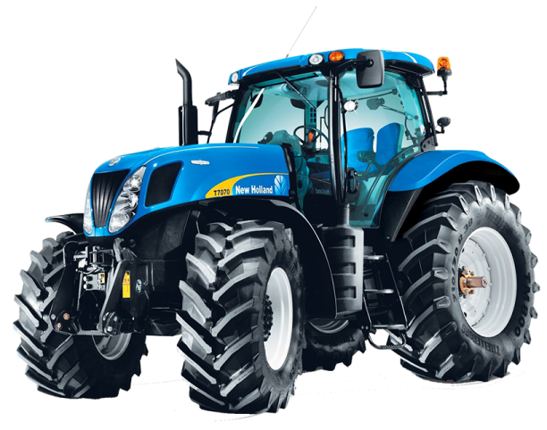 a blue tractor on a white background