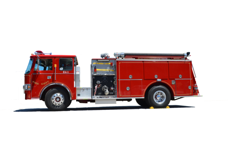 a red fire truck on a white background