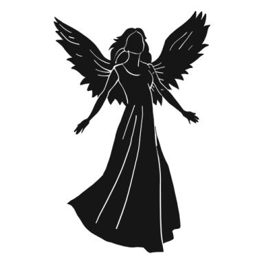 a silhouette of an angel with wings