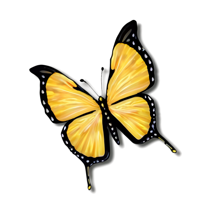 a yellow butterfly on a white background