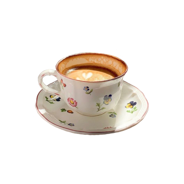 a cup and saucer on a white background
