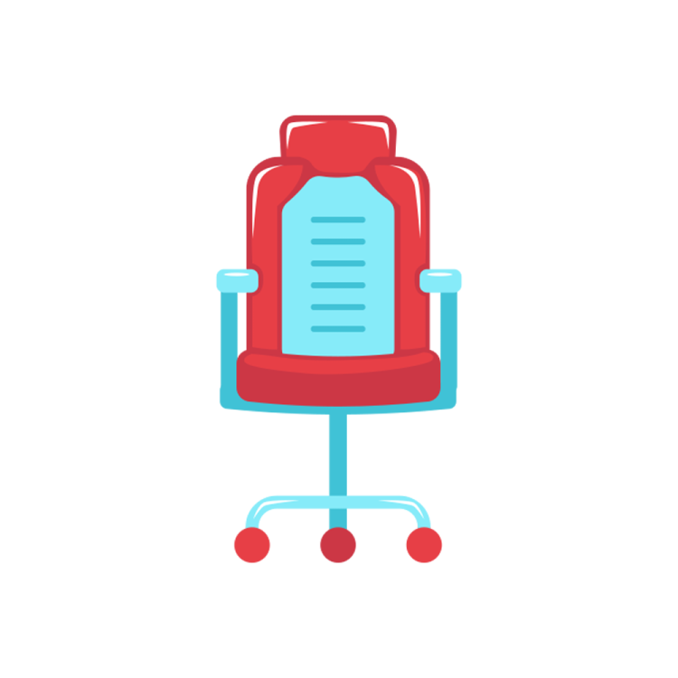 a red office chair on a white background