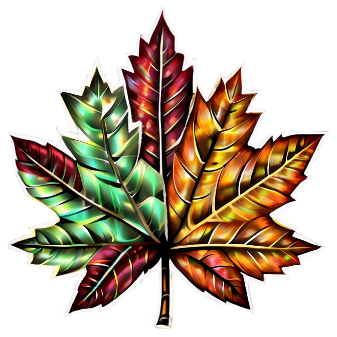 a colorful maple leaf on a white background