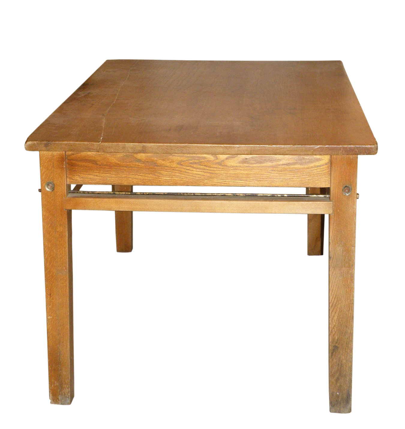 a small wooden table with two legs