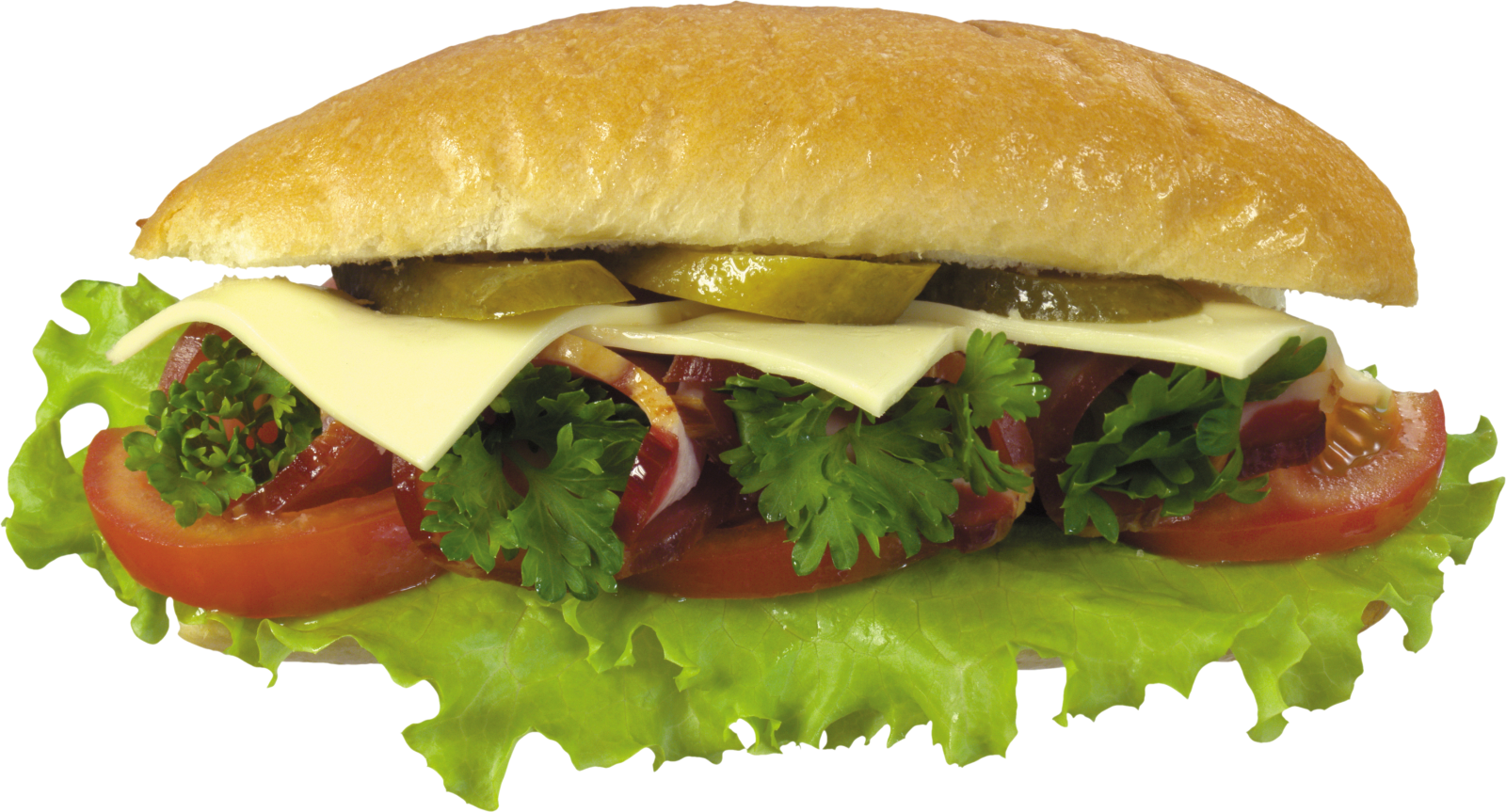 a close up of a sandwich on a white background