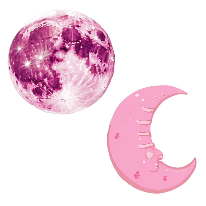 a pink moon and a white background