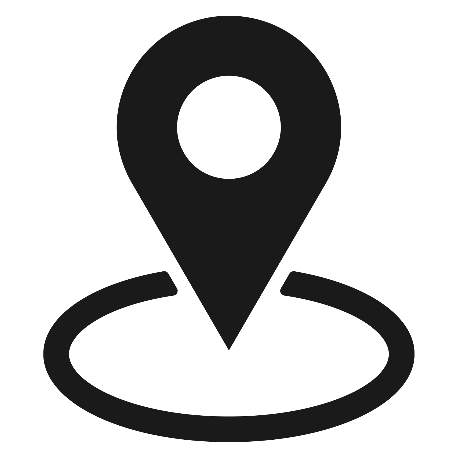 a black and white map pointer icon