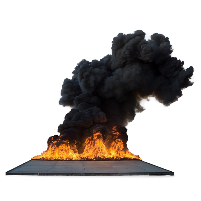 a large black cloud of smoke rising from a roof