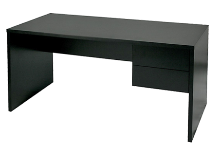 a black desk with two drawers