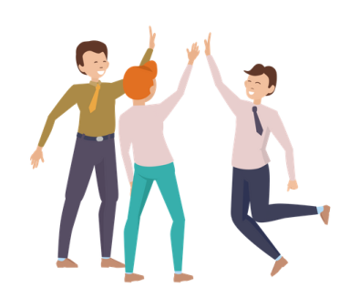 two people jumping in the air
