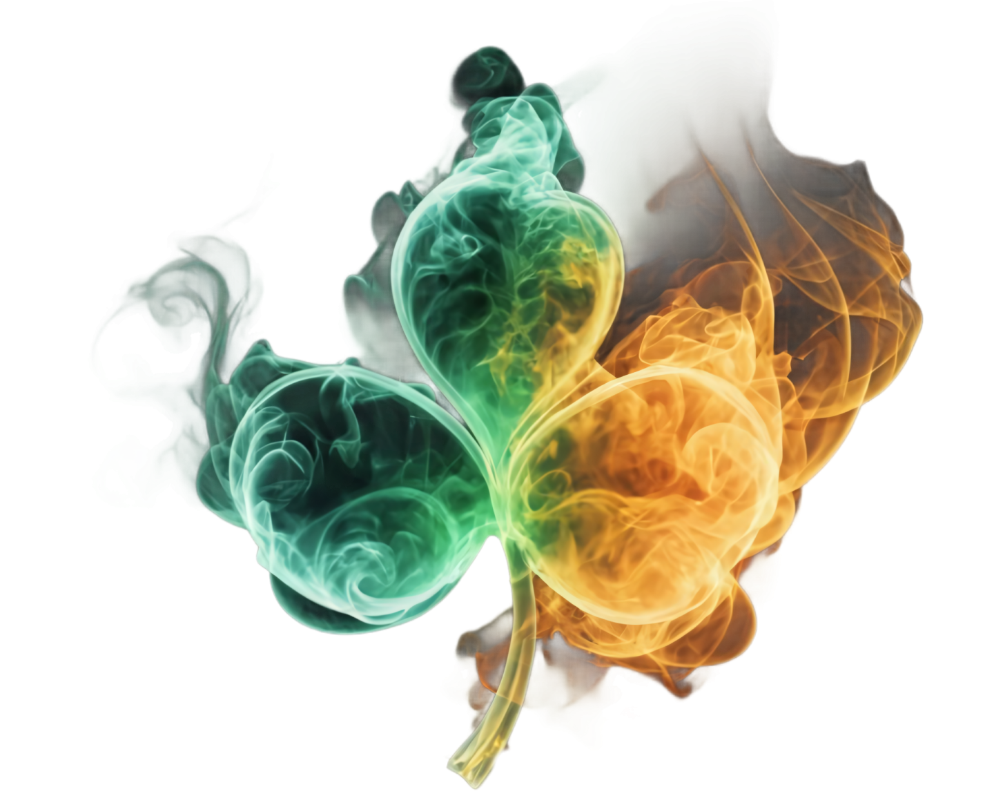 four colored smokes on a white background