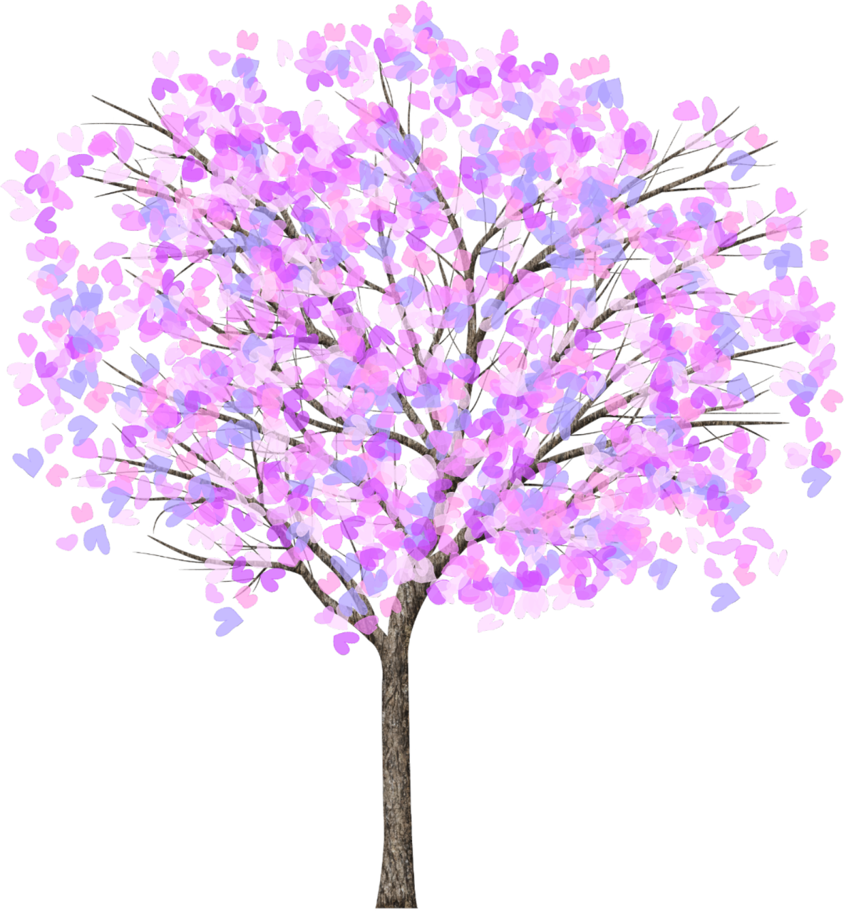 a tree with hearts painted on it