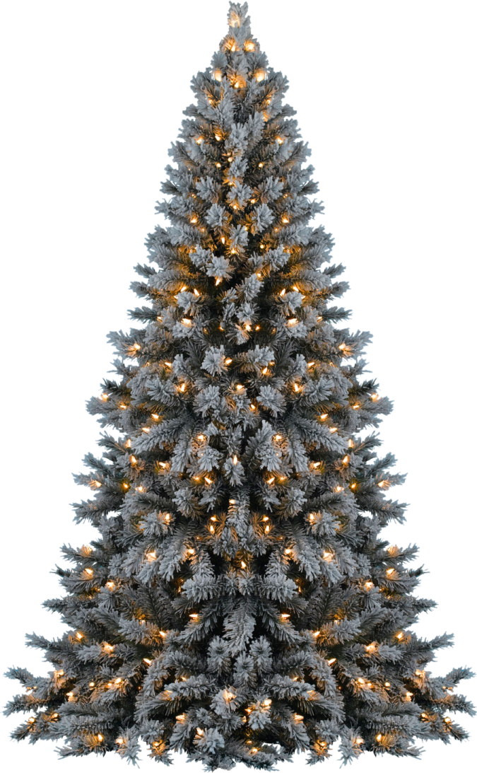 a silver christmas tree with white lights
