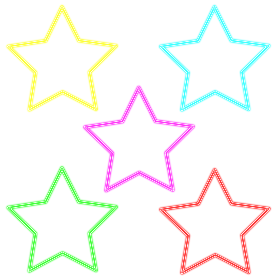 a set of five stars in different colors