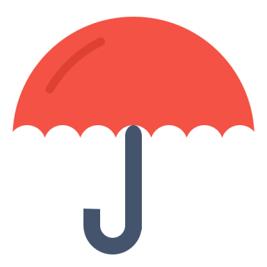 a red umbrella with a blue handle