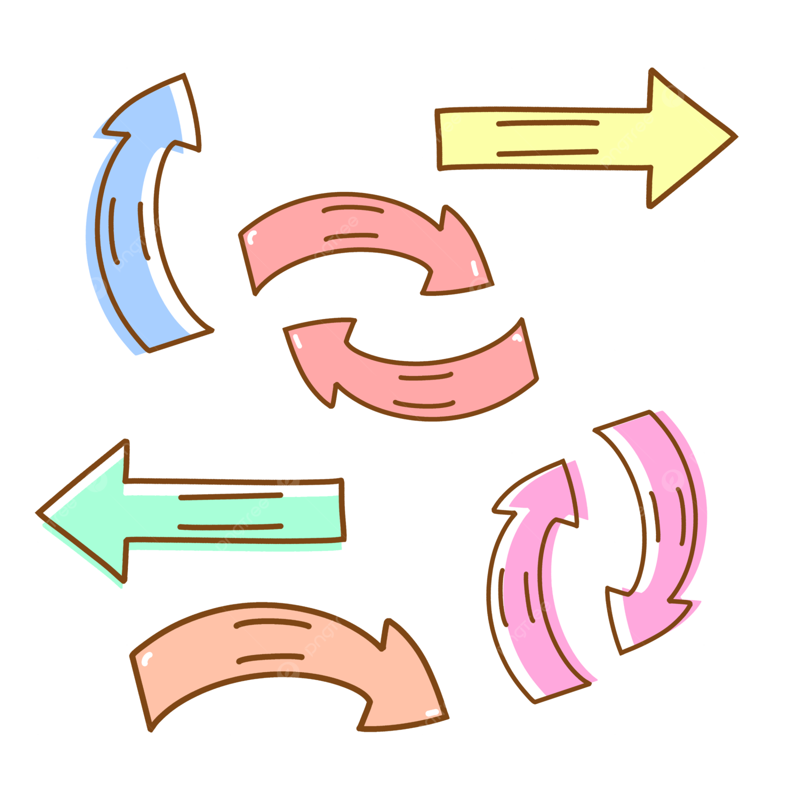a set of arrows in different colors