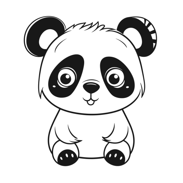 a cartoon panda bear sitting on the ground