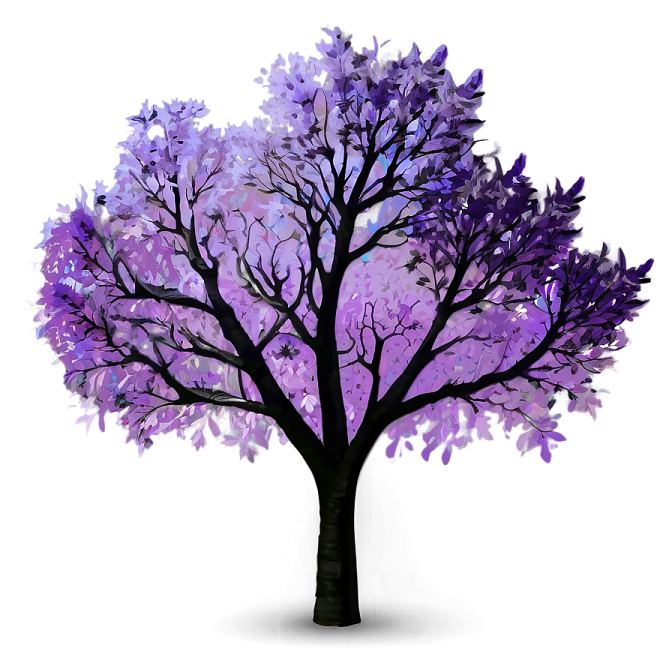a tree with purple leaves on it