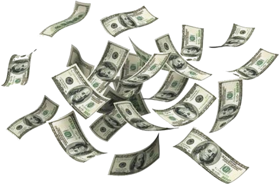 a pile of money falling from the sky